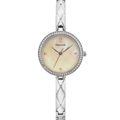 PIERRE LANNIER Montre Leia Blanc cadran argenté fond blanc bracelet acier argenté
