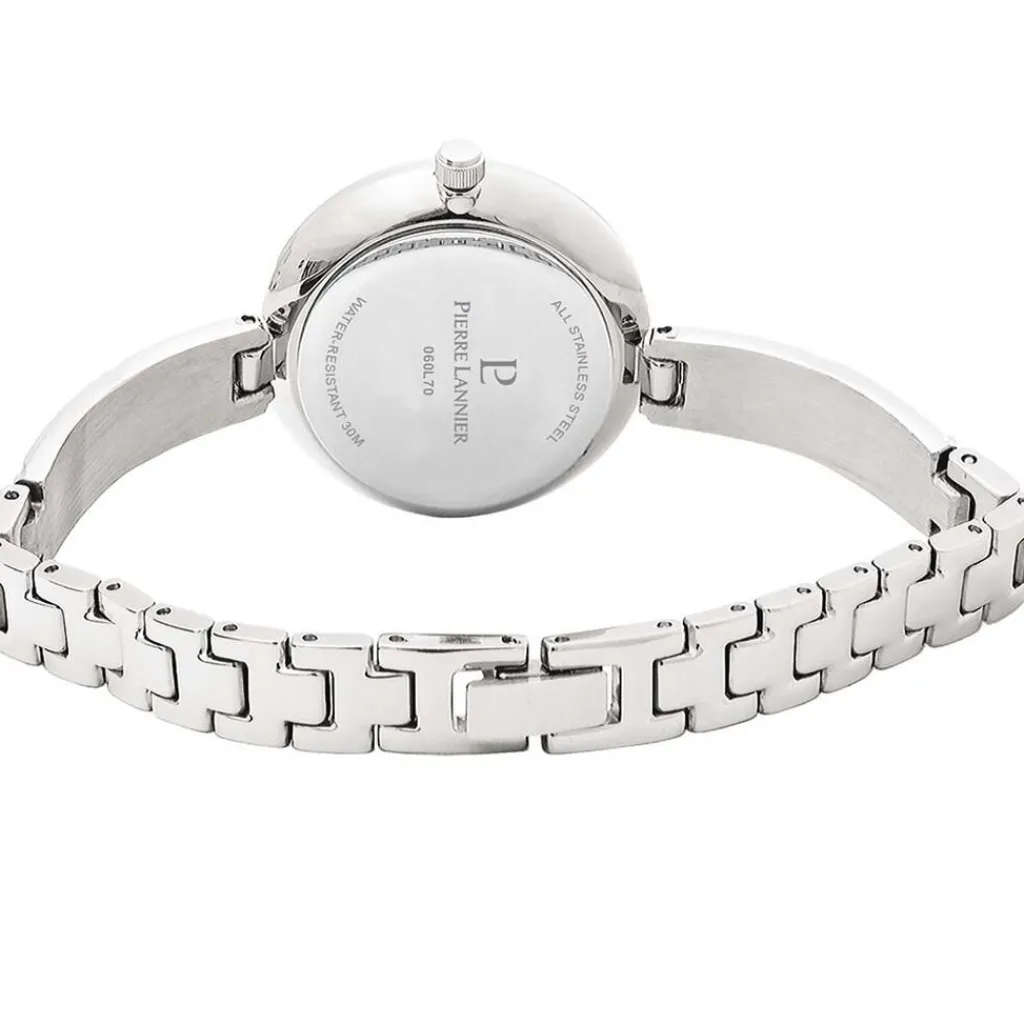 PIERRE LANNIER Montre Leia Blanc cadran argenté fond blanc bracelet acier argenté