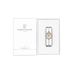 PIERRE LANNIER Montre Leia Blanc cadran argenté fond blanc bracelet acier argenté