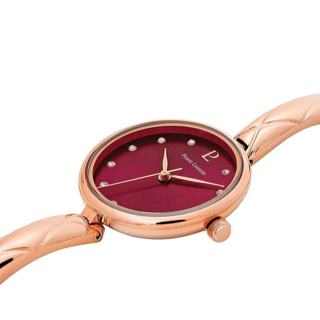PIERRE LANNIER Montre Leia Blanc cadran doré rose fond fuschia bracelet acier doré rose Discount