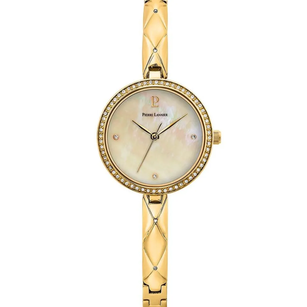 PIERRE LANNIER Montre Leia Blanc cadran doré fond blanc bracelet acier doré Best