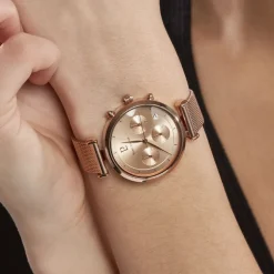 PIERRE LANNIER Montre Lutecia Rose cadran doré rose fond rose bracelet acier doré rose Online