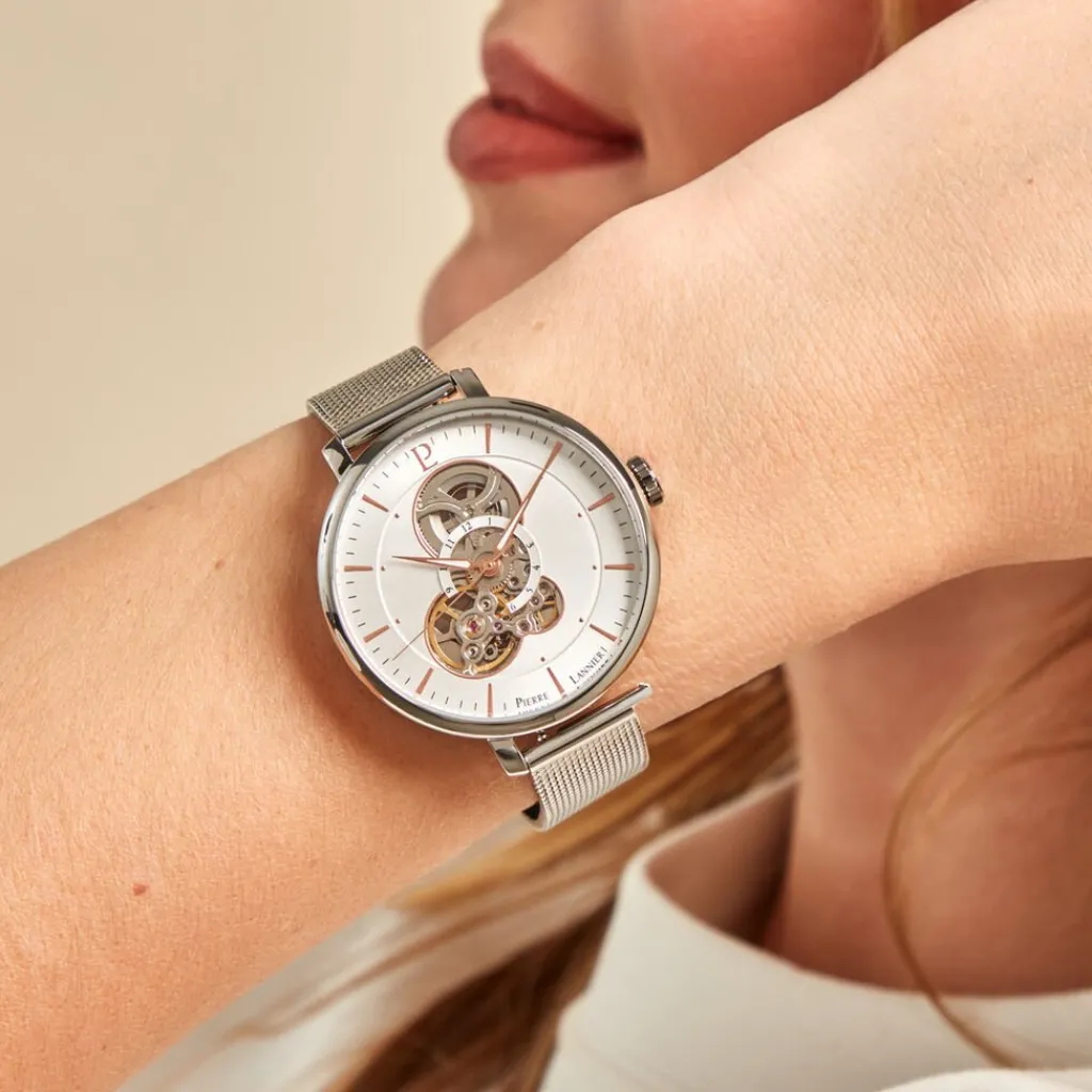 PIERRE LANNIER Montre Melodie Argenté cadran argenté fond argenté bracelet acier argenté
