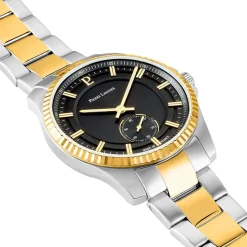 PIERRE LANNIER Montre Metropolitain Noir cadran argenté fond noir bracelet acier bicolore Best