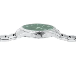 PIERRE LANNIER Montre Metropolitain Vert cadran argenté fond vert bracelet acier argenté
