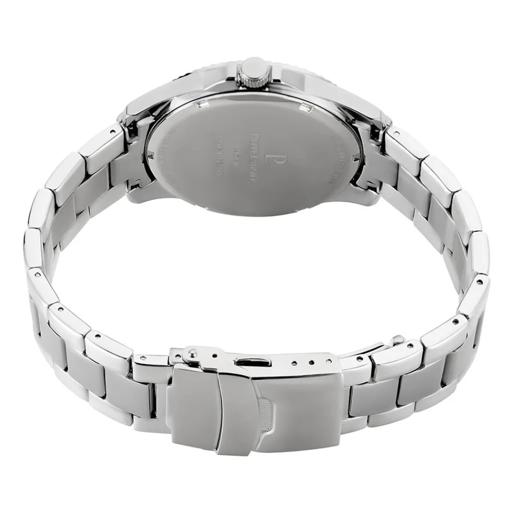 PIERRE LANNIER Montre Metropolitain Vert cadran argenté fond vert bracelet acier argenté