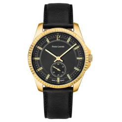 PIERRE LANNIER Montre Metropolitain Noir cadran doré fond noir bracelet cuir de veau noir Best