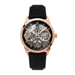 PIERRE LANNIER Montre Monarck Bicolore cadran rose fond bicolore bracelet cuir de vache noir Sale