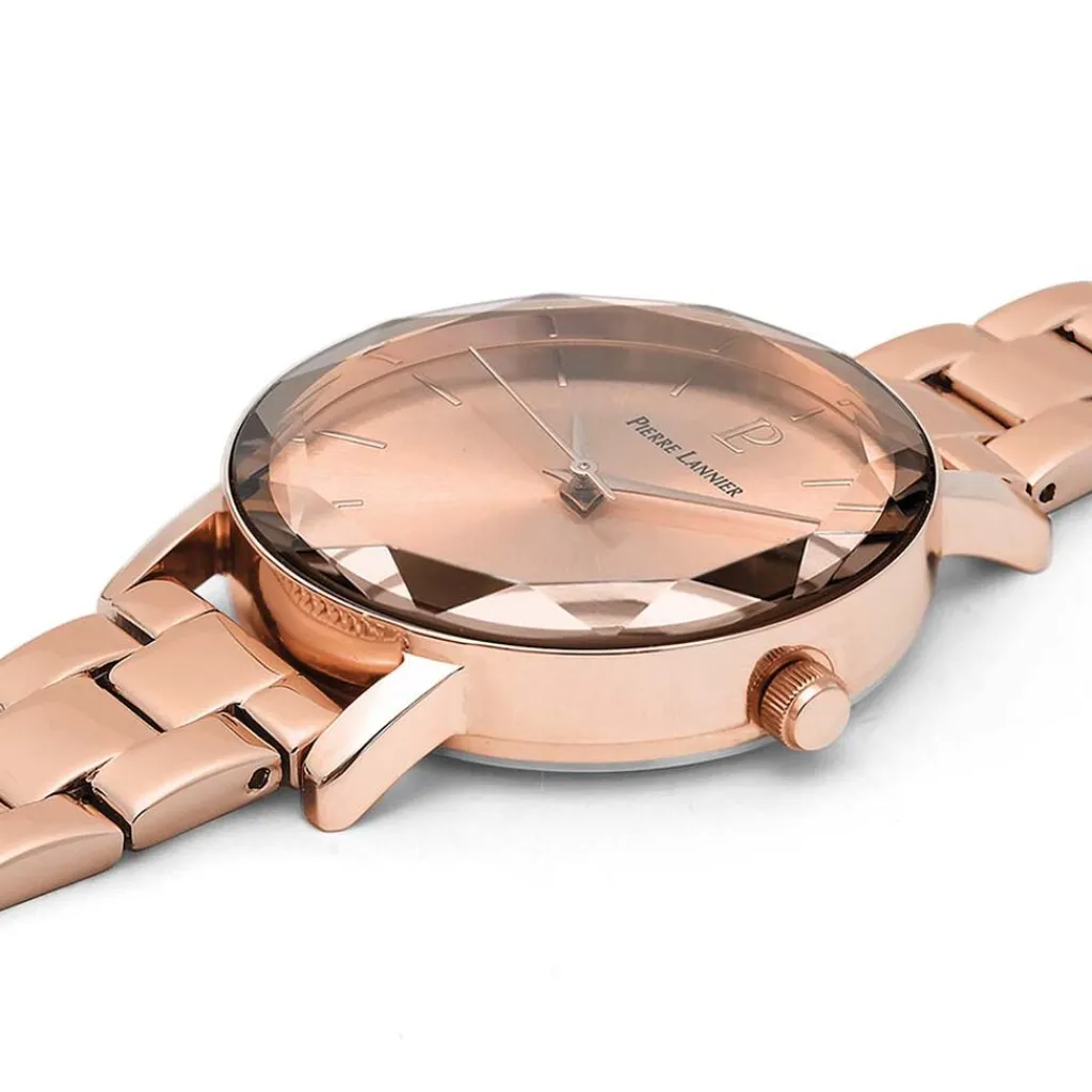 PIERRE LANNIER Montre Multiples Rose cadran doré rose fond rose bracelet acier doré rose Online
