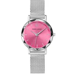 PIERRE LANNIER Montre Multiples Rose cadran argenté fond rose bracelet acier argenté Online