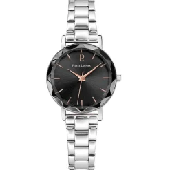 PIERRE LANNIER Montre Multiples Noir cadran argenté fond noir bracelet acier argenté Online