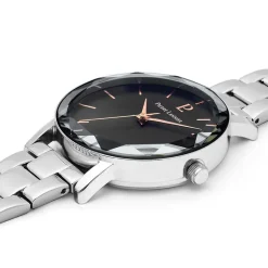 PIERRE LANNIER Montre Multiples Noir cadran argenté fond noir bracelet acier argenté Online