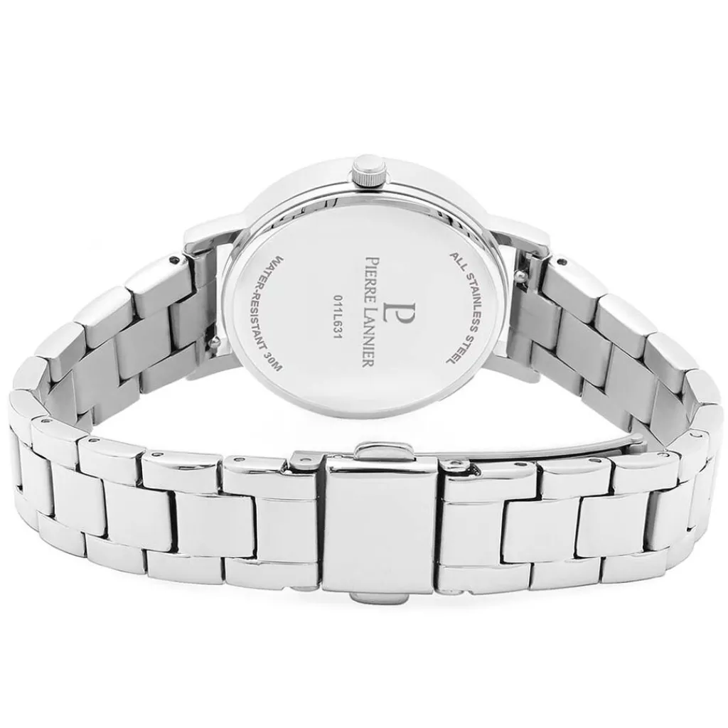 PIERRE LANNIER Montre Multiples Noir cadran argenté fond noir bracelet acier argenté Online