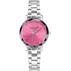 PIERRE LANNIER Montre Multiples Rose cadran argenté fond rose bracelet acier argenté Online