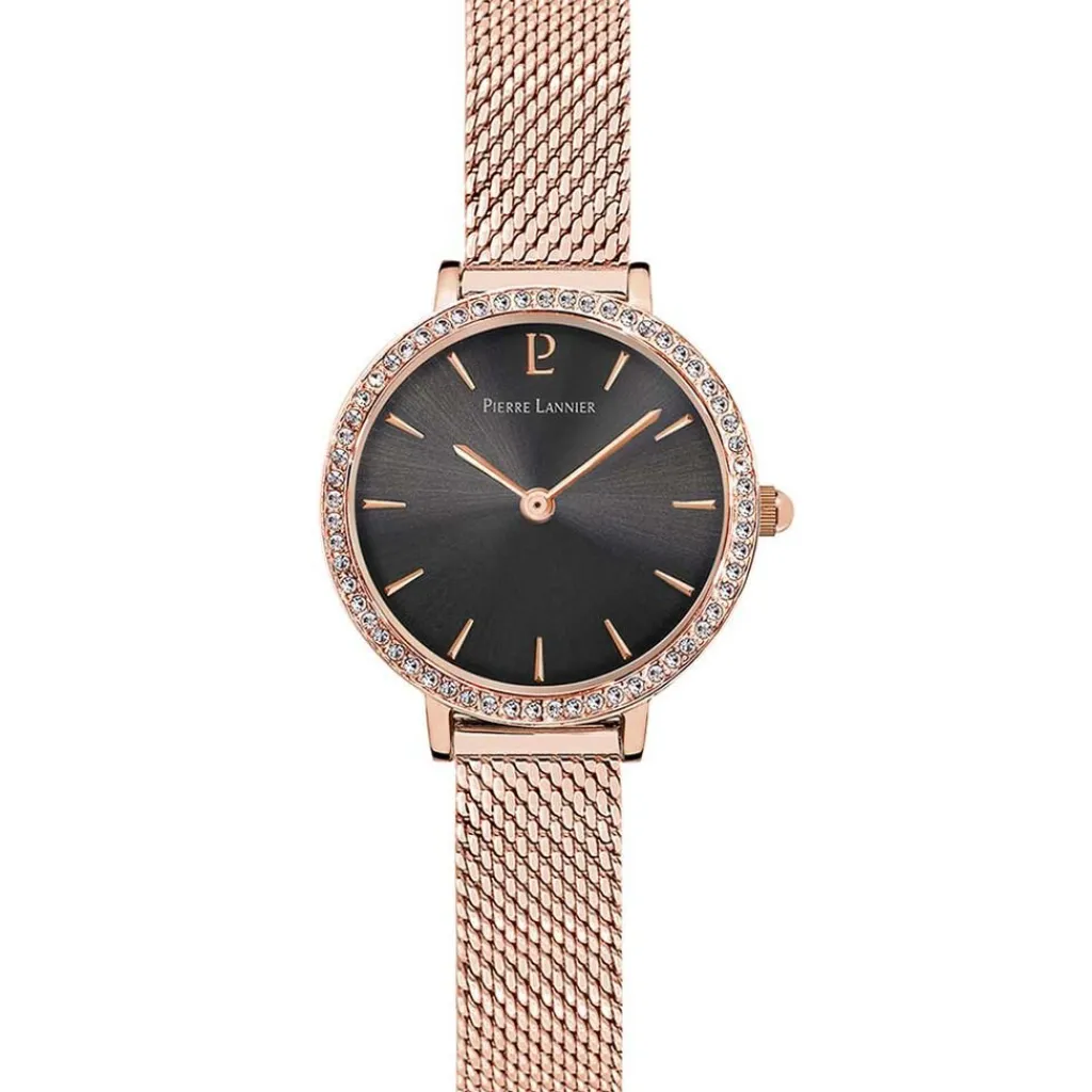 PIERRE LANNIER Montre Nova Gris cadran doré rose fond gris bracelet acier doré rose Online