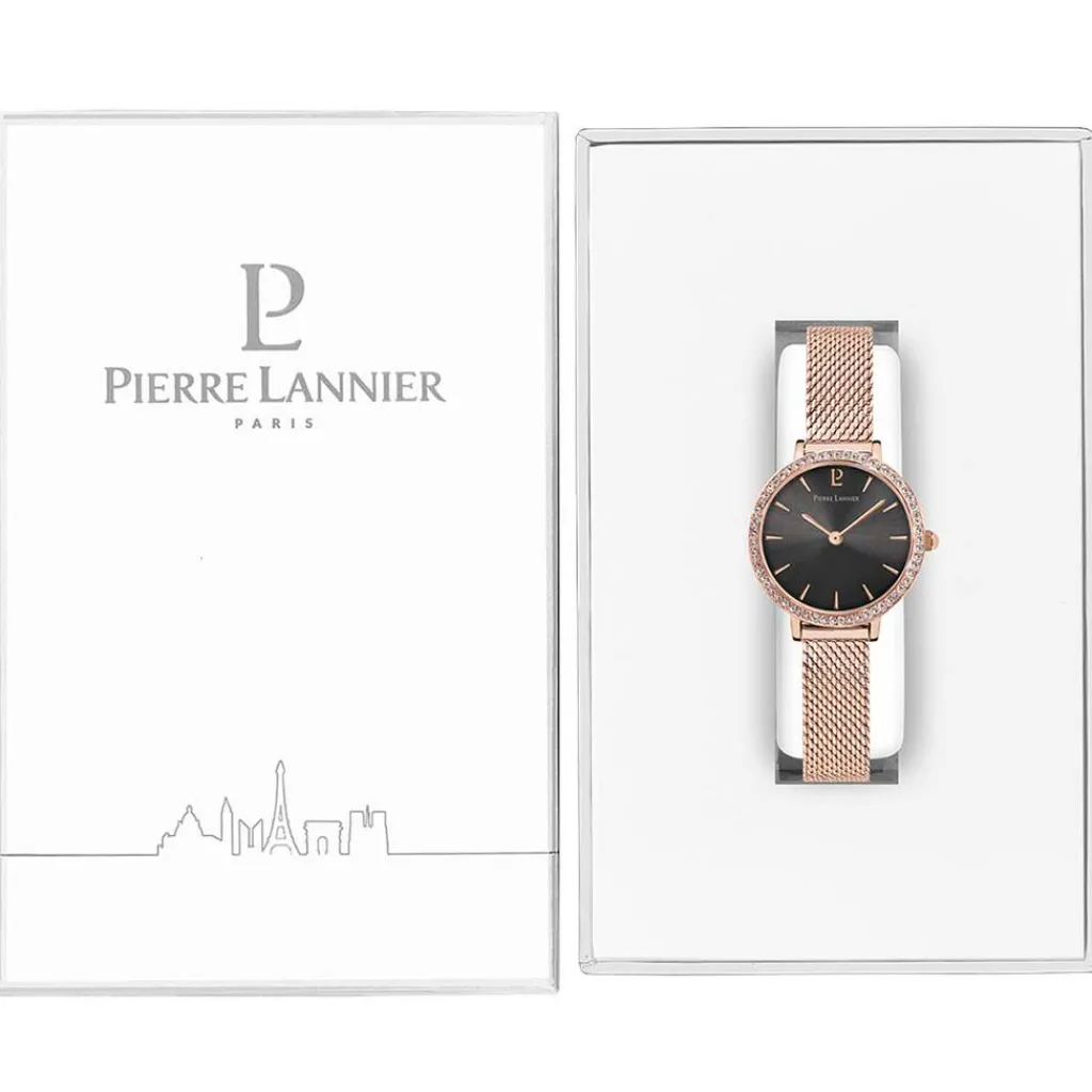 PIERRE LANNIER Montre Nova Gris cadran doré rose fond gris bracelet acier doré rose Online