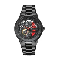 PIERRE LANNIER Montre Paddock Bicolore cadran noir fond bicolore bracelet acier noir Sale