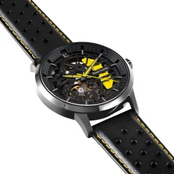 PIERRE LANNIER Montre Paddock Bicolore Jaune / Noir cadran noir fond bicolore jaune / noir bracelet cuir de veau noir Best