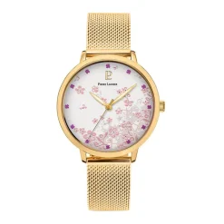 PIERRE LANNIER Montre Tallia Blanc cadran doré fond blanc bracelet acier doré Discount