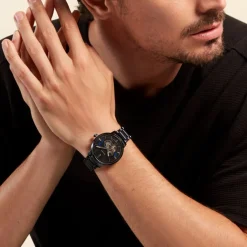 PIERRE LANNIER Montre Trio Bleu cadran bleu fond bleu bracelet acier bleu Hot