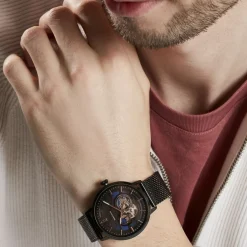 PIERRE LANNIER Montre Trio Noir cadran noir fond noir bracelet acier noir Hot