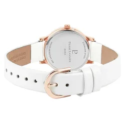 PIERRE LANNIER Montre Week End Ligne Pure Blanc cadran doré rose fond blanc bracelet cuir blanc Sale