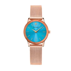 PIERRE LANNIER Montre Week End Ligne Pure Turquoise cadran doré rose fond turquoise bracelet acier doré rose Online
