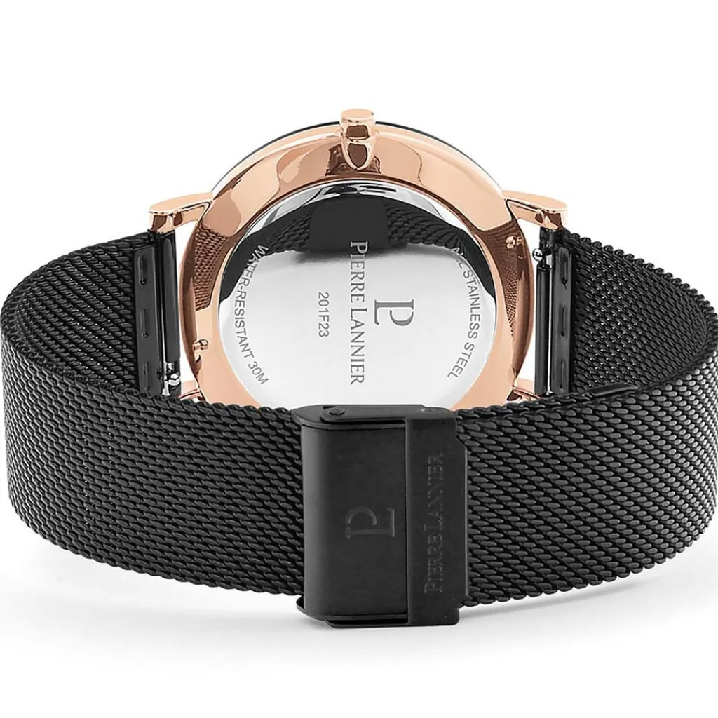 PIERRE LANNIER Montre Woofer Noir cadran noir fond noir bracelet acier noir Sale