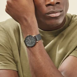 PIERRE LANNIER Montre Woofer Noir cadran noir fond noir bracelet acier noir Sale