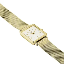 ROSEFIELD Montre Boxy Xs Blanc cadran doré fond blanc bracelet acier doré Outlet