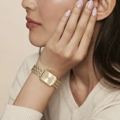 ROSEFIELD Montre Boxy Xs Champagne cadran doré fond champagne bracelet acier doré Discount