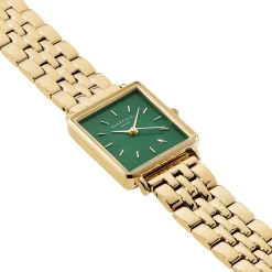 ROSEFIELD Montre Boxy Xs Vert cadran doré fond vert bracelet acier doré