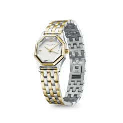 ROSEFIELD Montre Gemme Blanc cadran bicolore fond blanc bracelet acier bicolore