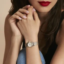 ROSEFIELD Montre Gemme Blanc cadran bicolore fond blanc bracelet acier bicolore