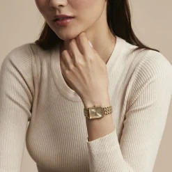 ROSEFIELD Montre Octagon Champagne cadran doré fond champagne bracelet acier doré Discount