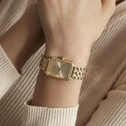 ROSEFIELD Montre Octagon Champagne cadran doré fond champagne bracelet acier doré Discount