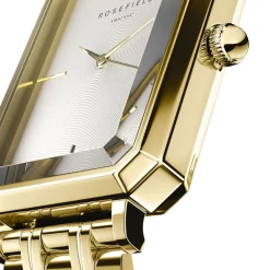 ROSEFIELD Montre Octagon Blanc cadran doré fond blanc bracelet acier doré