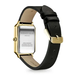 ROSEFIELD Montre Octagon Noir cadran doré fond noir bracelet cuir noir Online