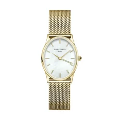 ROSEFIELD Montre Oval Blanc cadran doré fond blanc bracelet acier doré Best