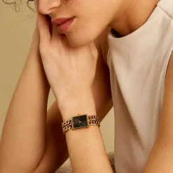 ROSEFIELD Montre Studio 24 Noir cadran doré fond noir bracelet acier doré Sale