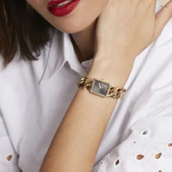 ROSEFIELD Montre Studio 24 Noir cadran doré fond noir bracelet acier doré