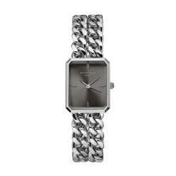 ROSEFIELD Montre Studio 24 Noir cadran argenté fond noir bracelet acier argenté Hot