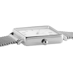 ROSEFIELD Montre The Boxy Blanc cadran argenté fond blanc bracelet acier argenté Outlet