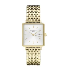 ROSEFIELD Montre The Boxy Blanc cadran doré fond blanc bracelet acier doré Clearance