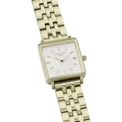 ROSEFIELD Montre The Mini Boxy Blanc cadran doré fond blanc bracelet acier doré Sale