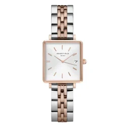 ROSEFIELD Montre The Mini Boxy Blanc cadran doré rose fond blanc bracelet acier doré rose Clearance
