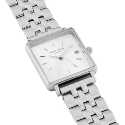 ROSEFIELD Montre The Mini Boxy Blanc cadran argenté fond blanc bracelet acier argenté Online