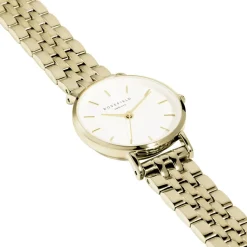 ROSEFIELD Montre The Small Edit Blanc cadran doré fond blanc bracelet acier doré Discount