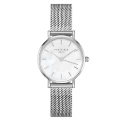 ROSEFIELD Montre The Small Edit Blanc cadran argenté fond blanc bracelet acier argenté Discount