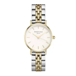 ROSEFIELD Montre The Small Edit Blanc cadran doré fond blanc bracelet acier bicolore Hot